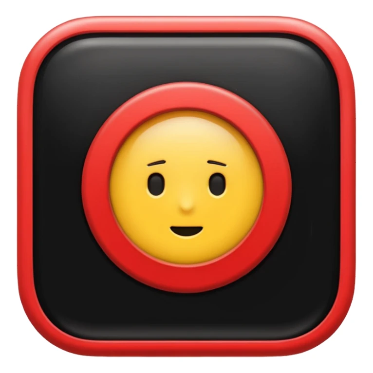 A black and red rectangle with a medium-sized yellow circle in the middle sticker