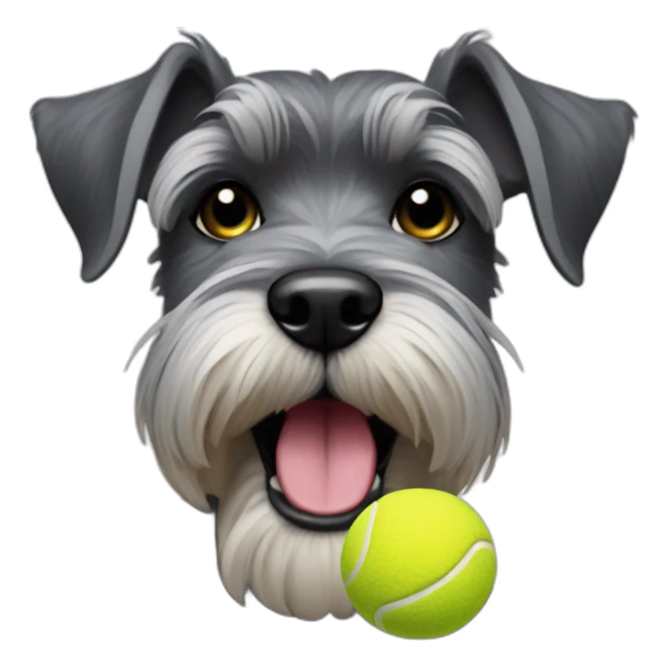Schnauzer with small tennis ball in mouth sticker