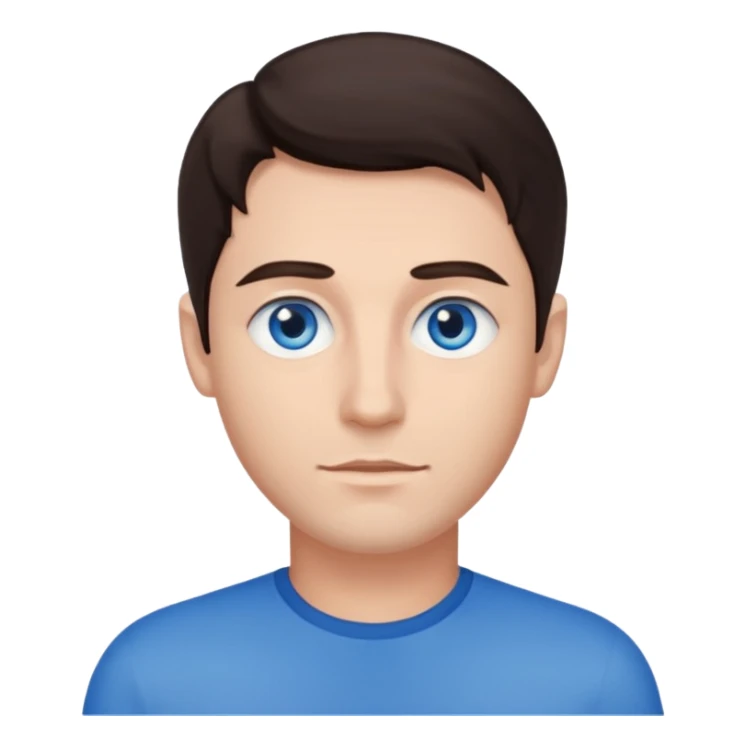 homme yeux bleu azur cheveux brun foncé sticker