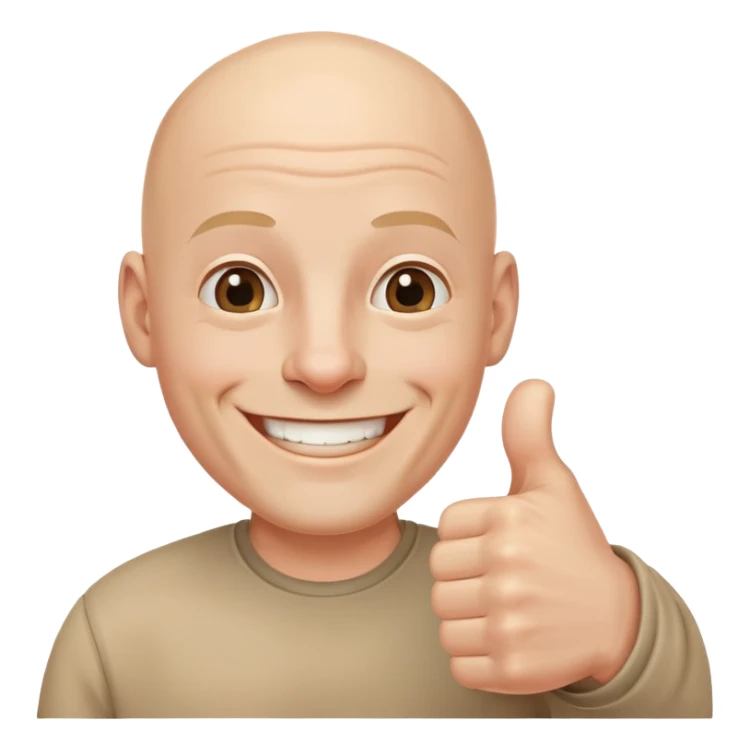 smiling bald man portrait with thumbs up  sticker