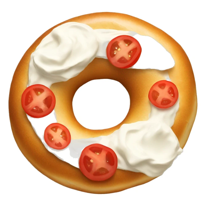Bagel with cream cheese and tomato sticker
