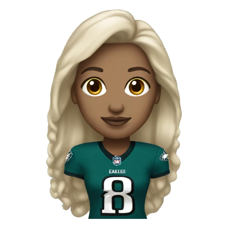  Light skin female wearing Philadelphia Eagles jersey sticker