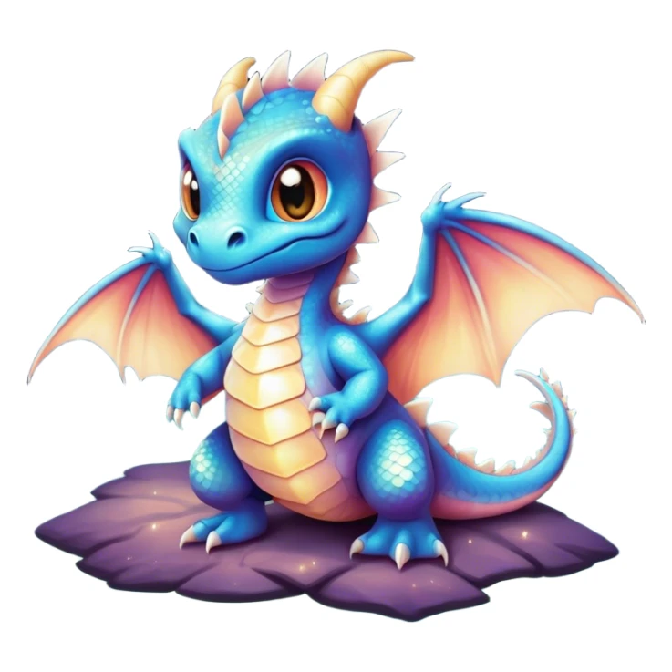 Airbrush painted image of a dragon hatchling under a deep galactic sky with pearlescent scales and wings spread against the stars sticker