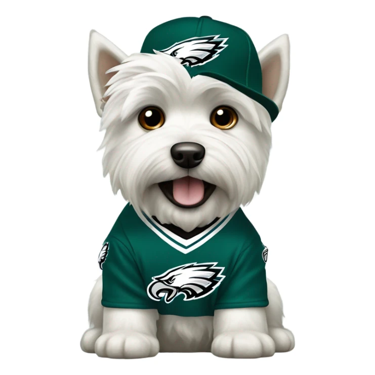 West highland terrier dog wearing Philadelphia Eagles gear sticker