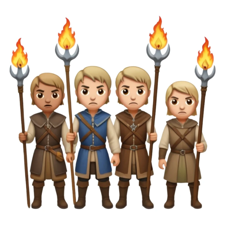 les villageois qui certains ont des fourches + torches (pas des fourches enflammer!) sapé en moyen age sticker