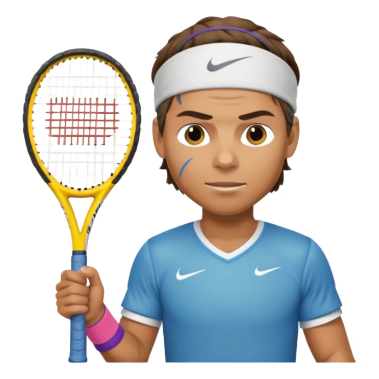 rafael nadal half body with head band,half body, tennis racket sticker