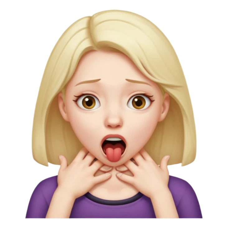 girl with two hands on her neck choking with mouth open and eyes crazy sticker