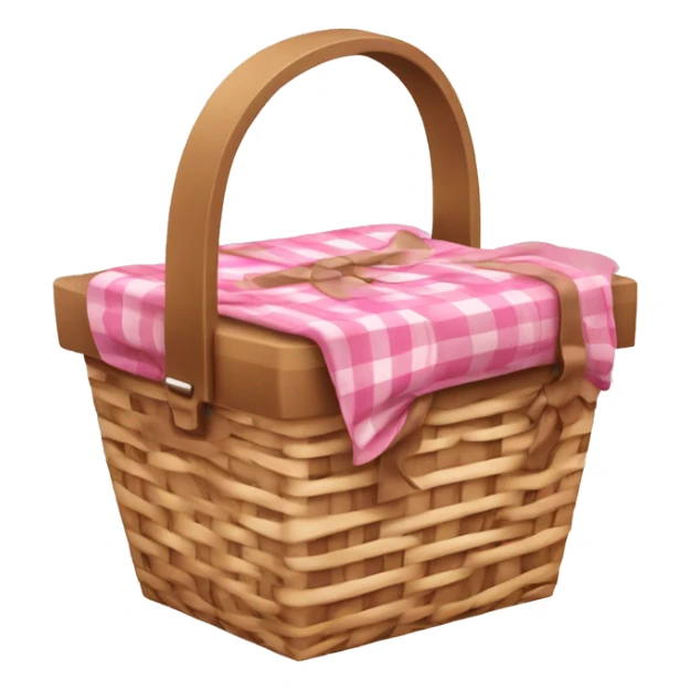 pink and light brown picnic basket with a bow tied on top sticker