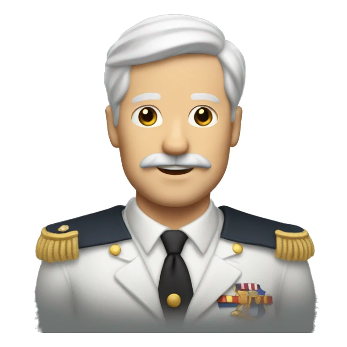 white man with a short moustache raising his hand and hes a captain sticker