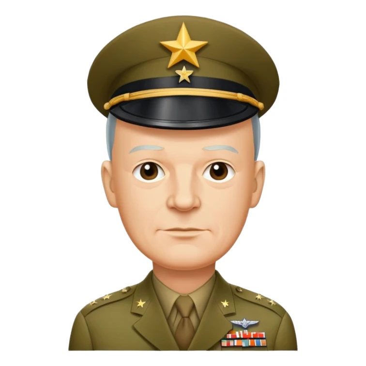 General Eisenhower in military uniform with five stars, World War II era sticker