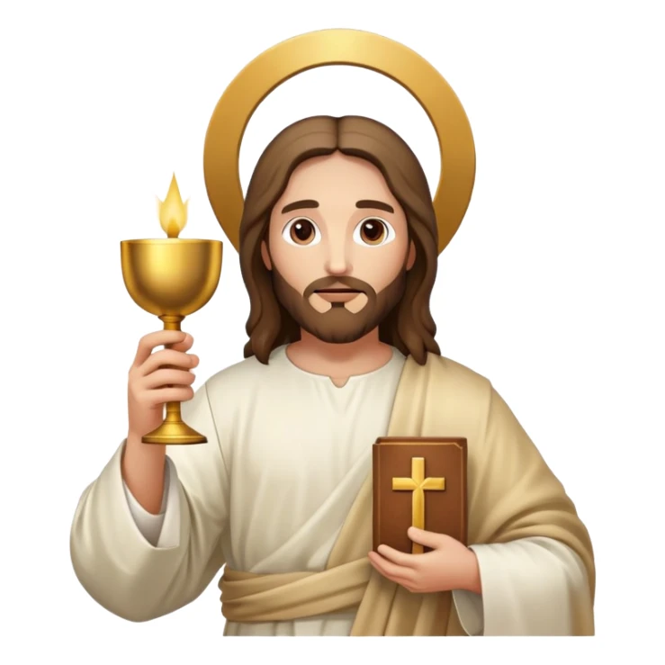 Jesus holding the Eucharist and chalice, celebrating mass sticker
