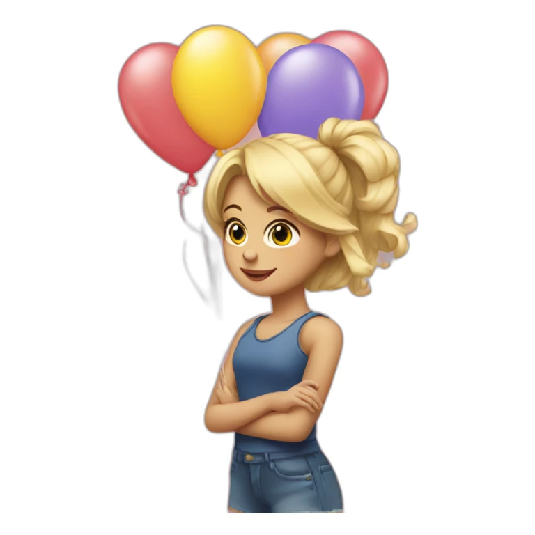 blonde girl with balloons sticker