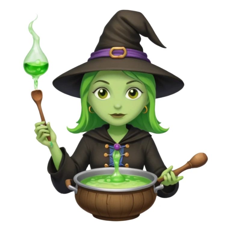 green witch cooking potion sticker