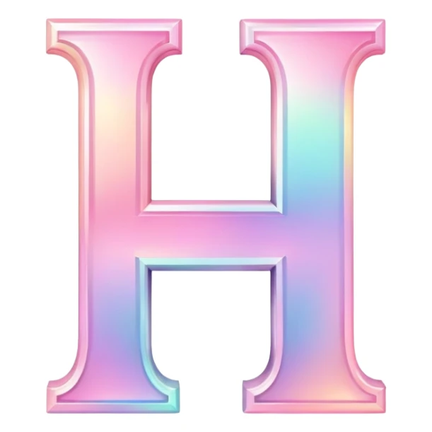 Iridescent pastel pink romantic Font setting icon with letter H sticker