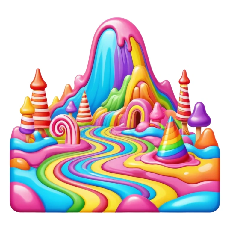 surreal melting neon rainbow candy land landscape sticker