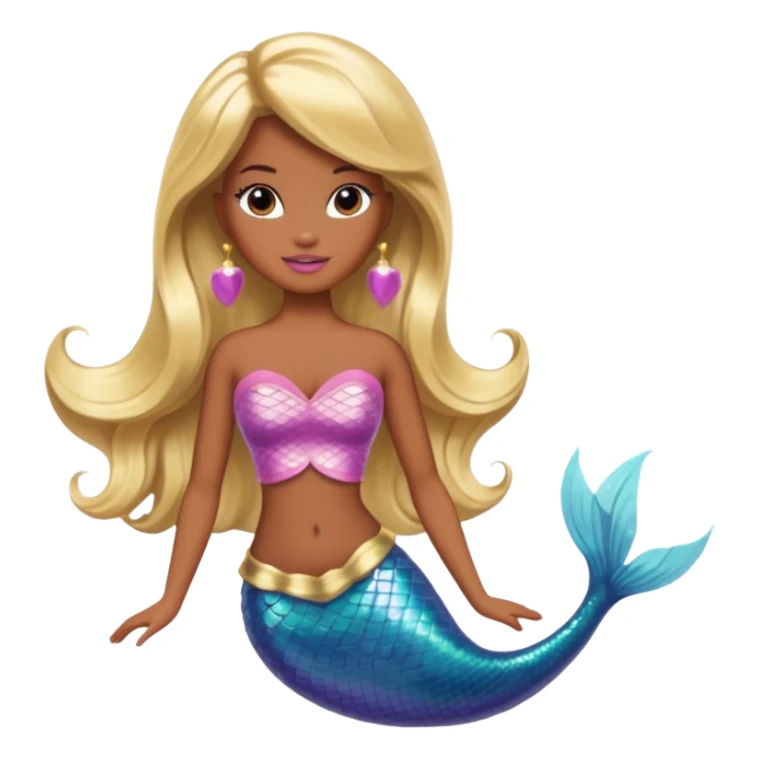 Brown skin blonde hair barbie mermaid  sticker