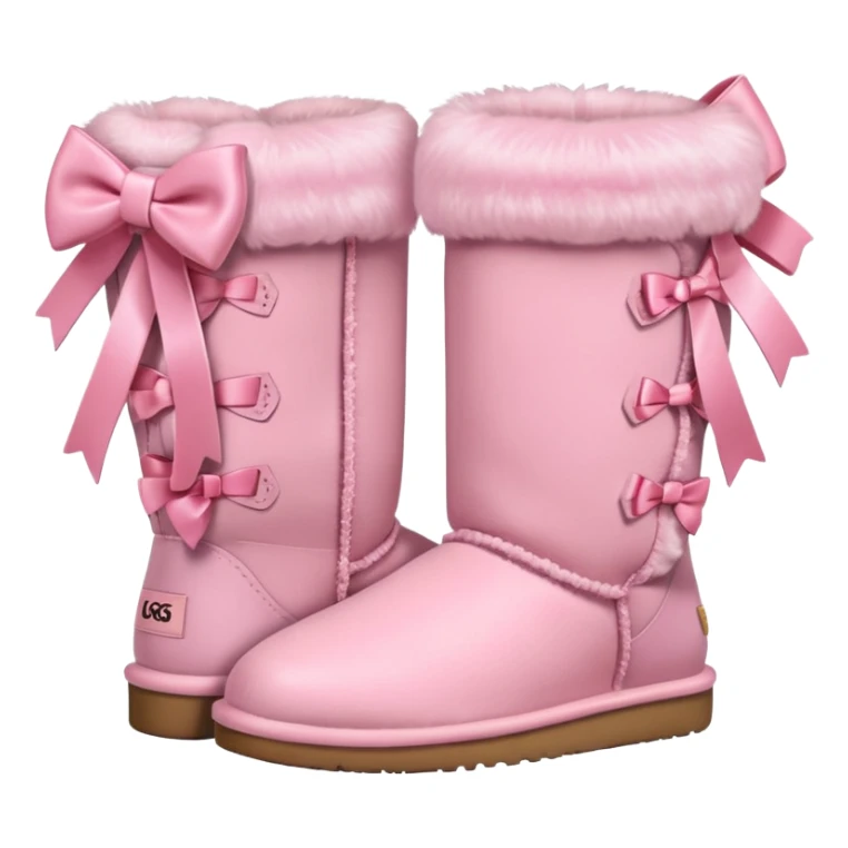realistic pastel pink uggs with bows on the back sticker