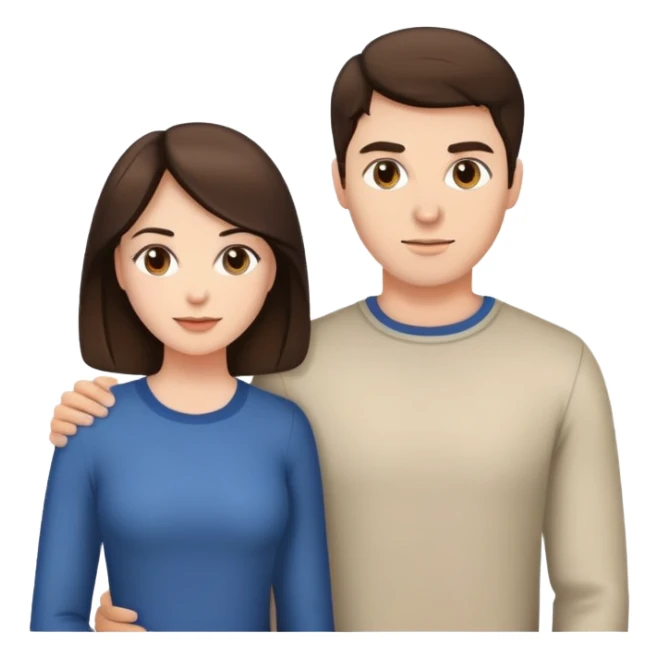 Brunette woman and brunette man standing together sticker