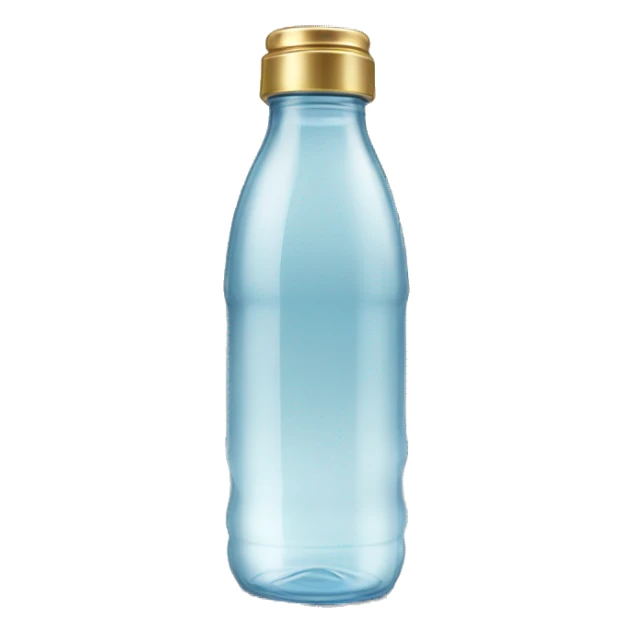 glass water bottle with a gold cap sticker
