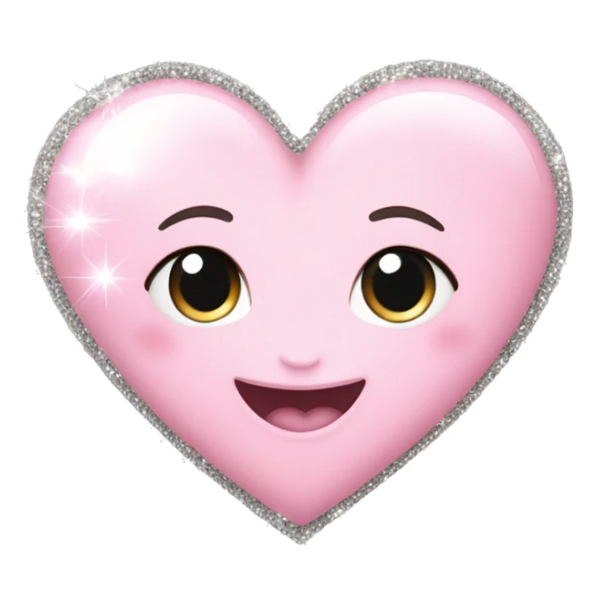 Baby pink heart with silver sparkles sticker