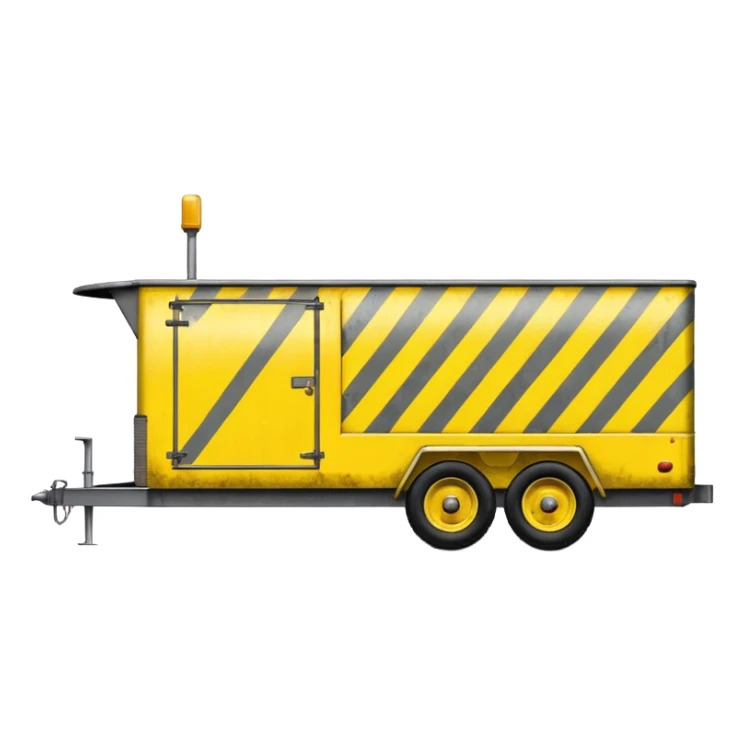 a 12x7 trailer with Hi-Vis yellow mine site stripes up the side sticker
