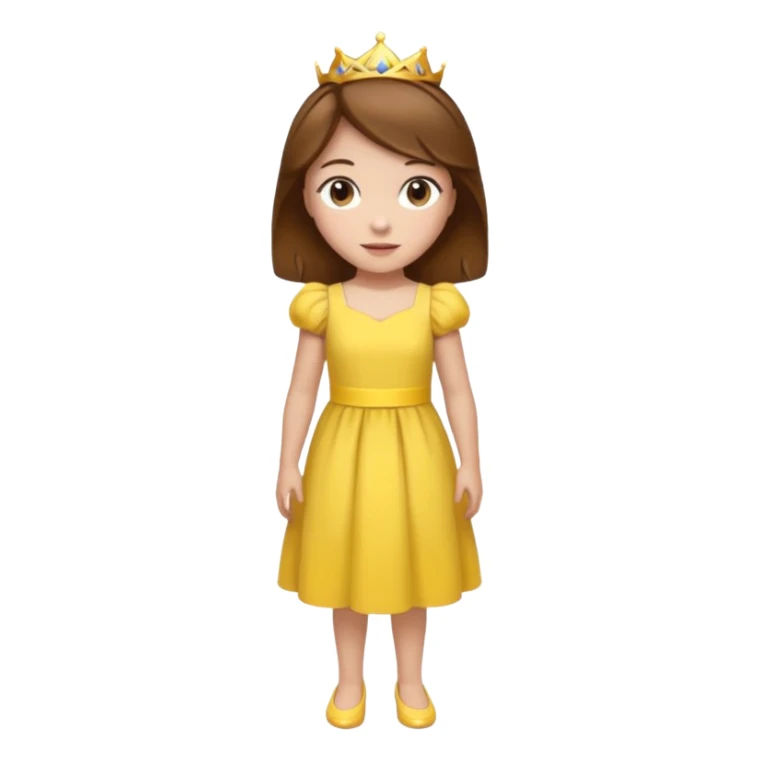 Princess daisy yelllow dress standing with brown hair sticker