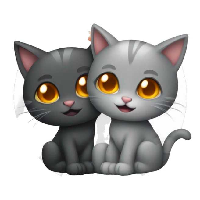 two cats in love, one orange and one dark gray, without anh hearts, just hugging sticker