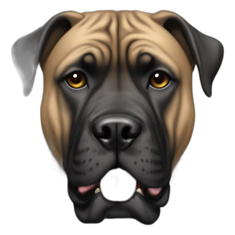 Full black presa canario dog cropped ears sticker