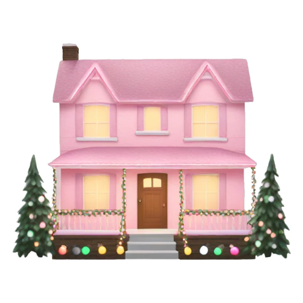 Light pink House with Christmas lights  sticker