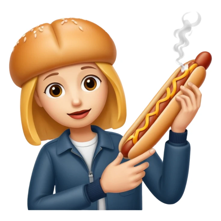 Hotdog held between 2 fingers like a cigarette  sticker
