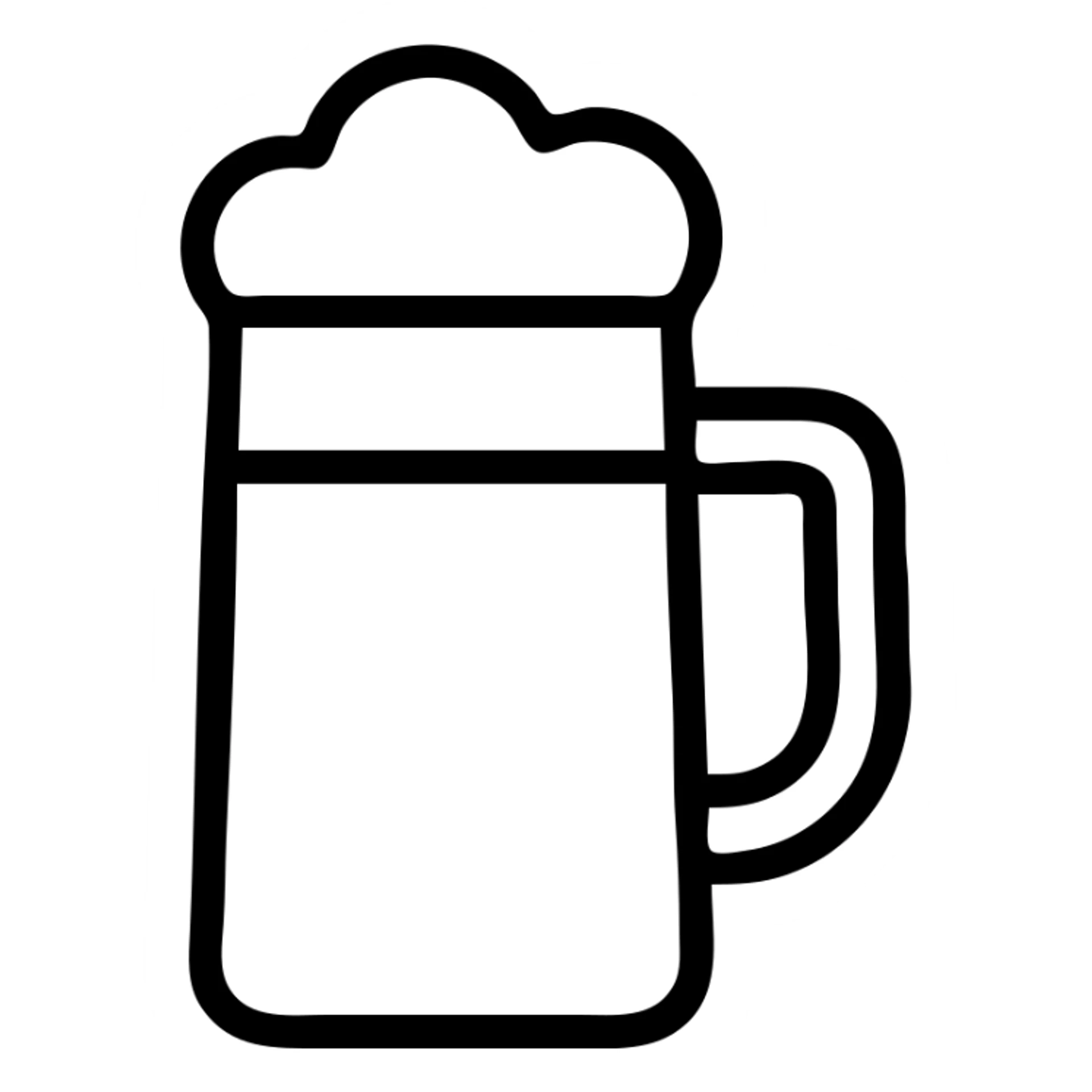 white kvass, mug with foam, traditional Russian drink, transparent background, minimalism icon sticker