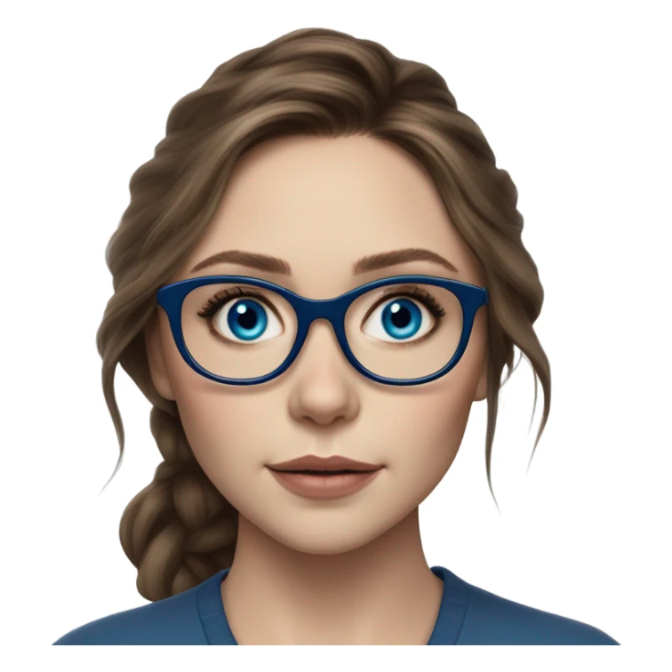 Hyper Realistic Elizabeth Olsen brunette blue eyes wearing glasses  sticker