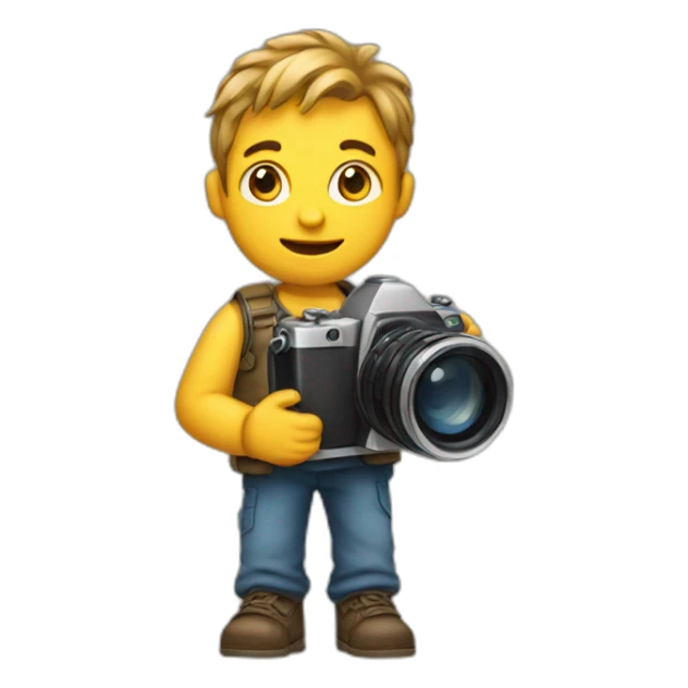 drawn little men holding a camera in his hands sticker