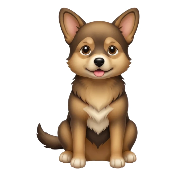 dog sitting against white background, sable colored dog in the middle sticker