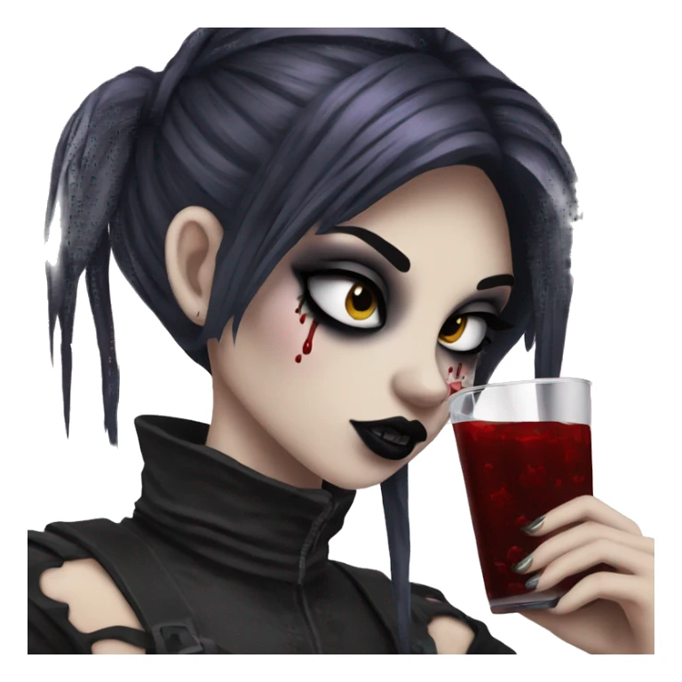Cool goth girl drinking blood sticker