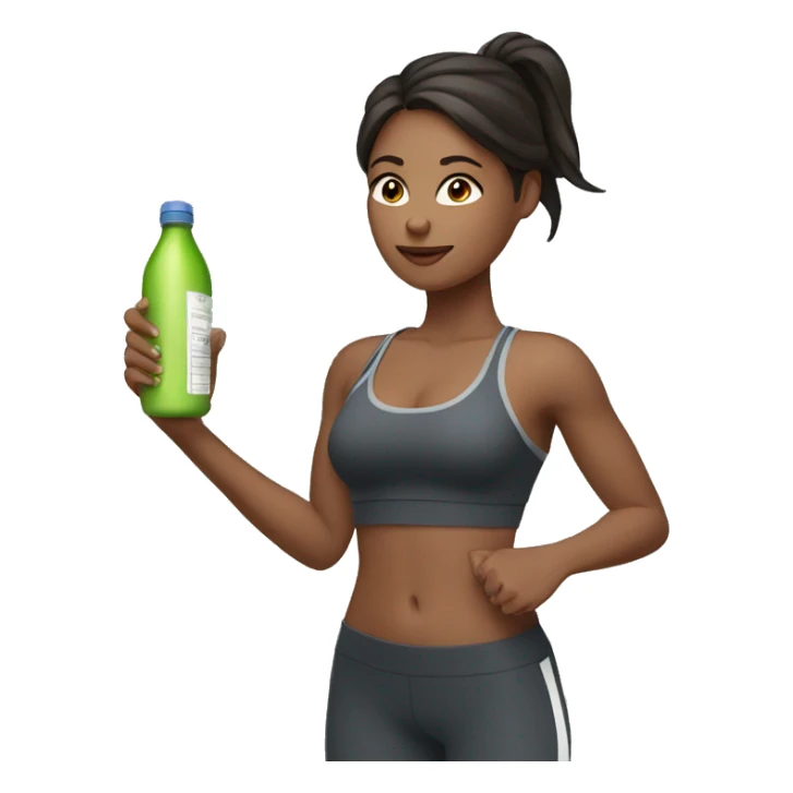 create a woman in gym clothes holding a bottle in her hand sticker
