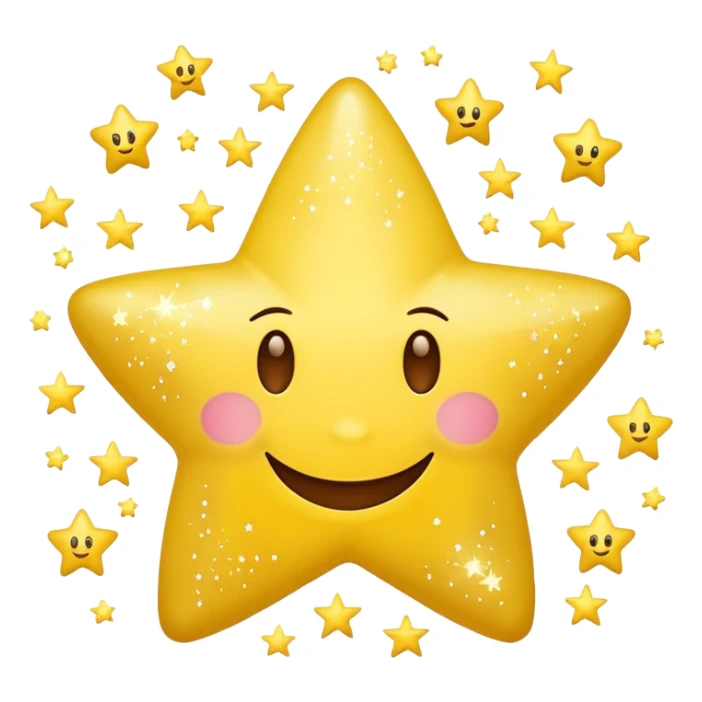 Star with a smiley face surrounded with little stars sticker