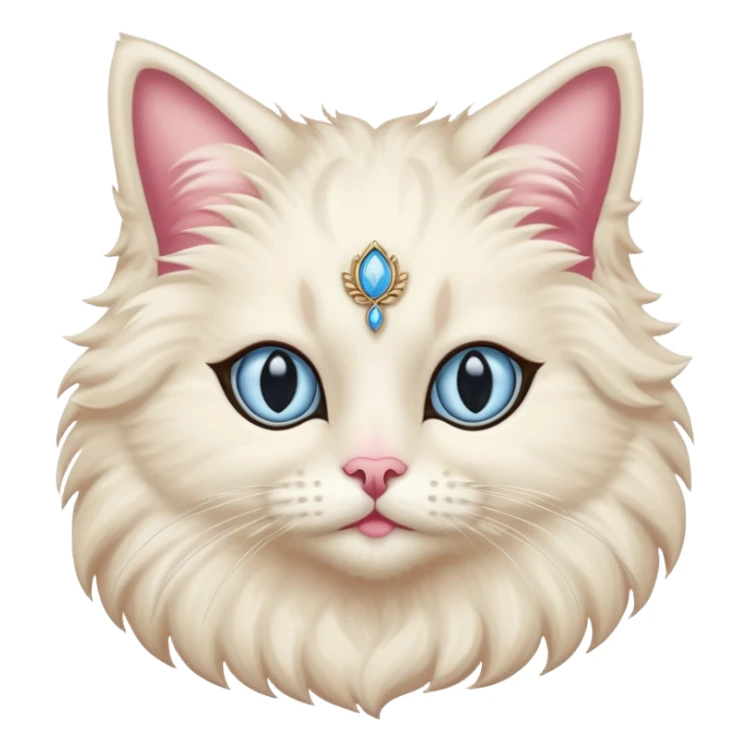Neva masquerade cat, very fluffy, with pale blue eyes and rose nose sticker