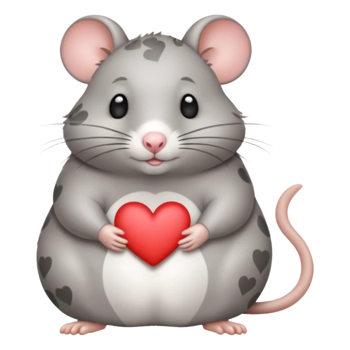 little fat rat with hearts and it should be grey with white spots sticker