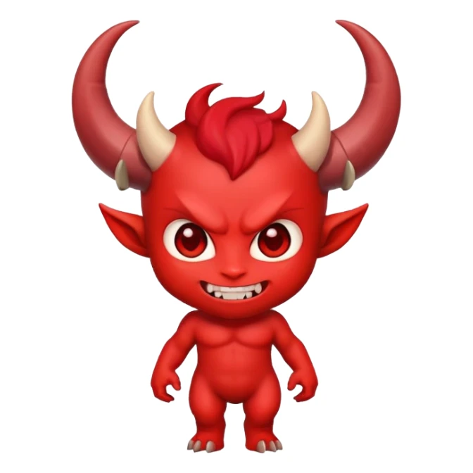 chibi demon with big head, tiny body, cute horns and mischievous smile sticker