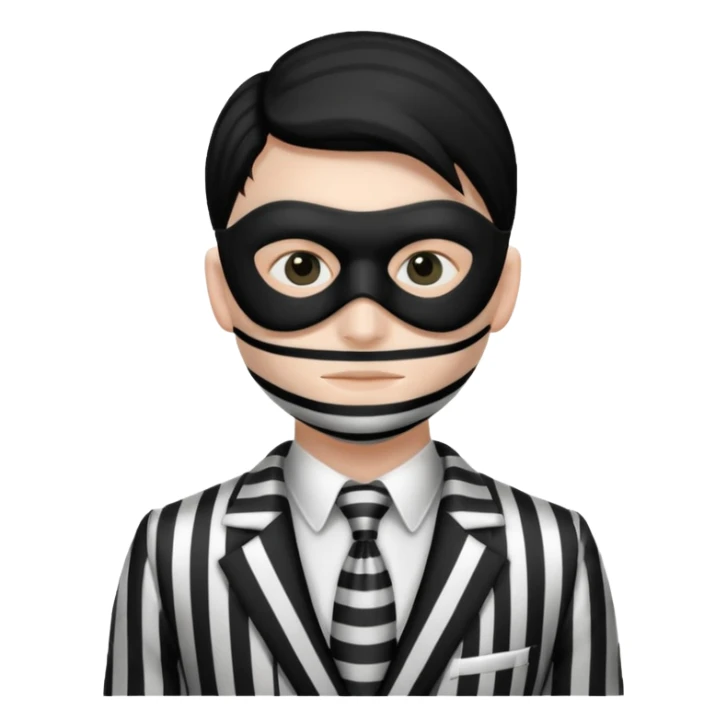 thief with black and white suit with stripes sticker