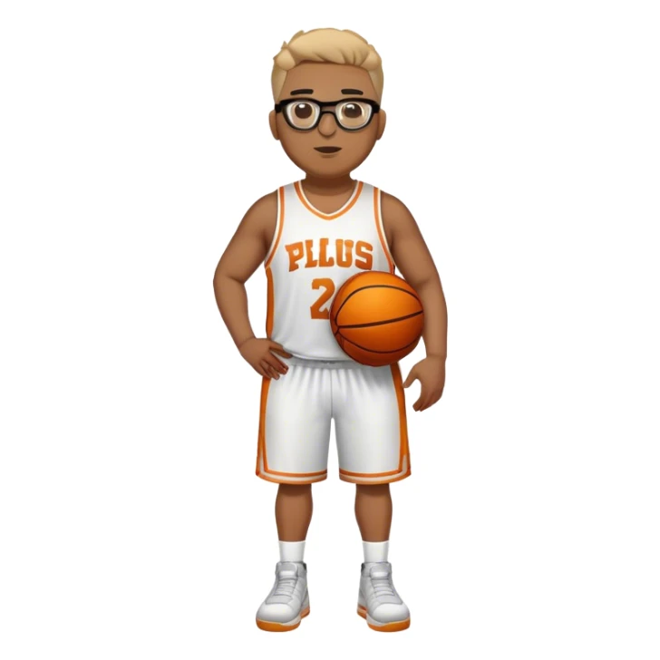 Full Body white plus size male basketball player wearing glasses  sticker