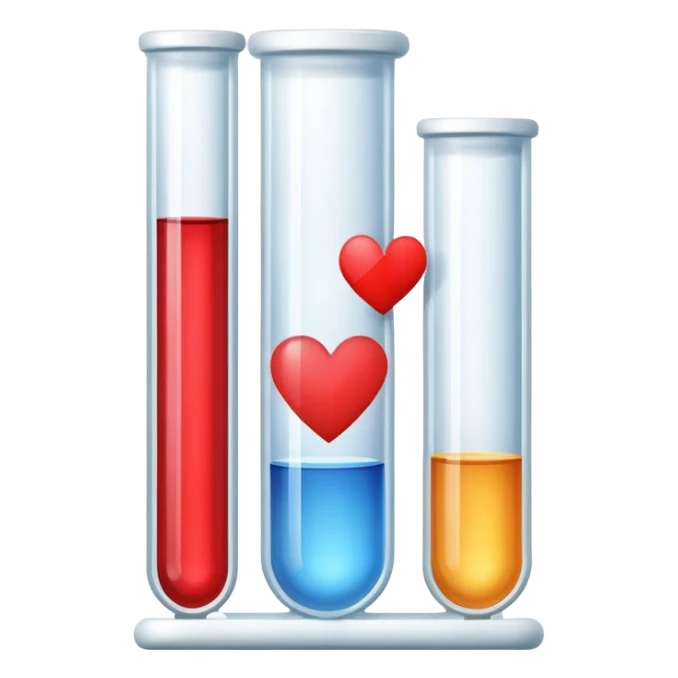 A single symbol representing sexual health clinic with test tubes and subtle heart icon, medical symbol with red cross sticker