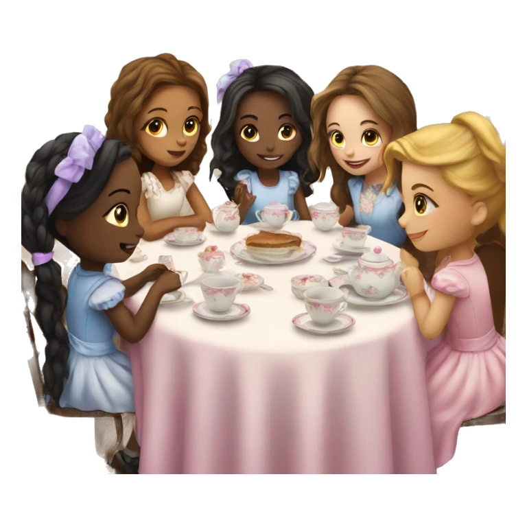 a group of girls at a tea party sticker