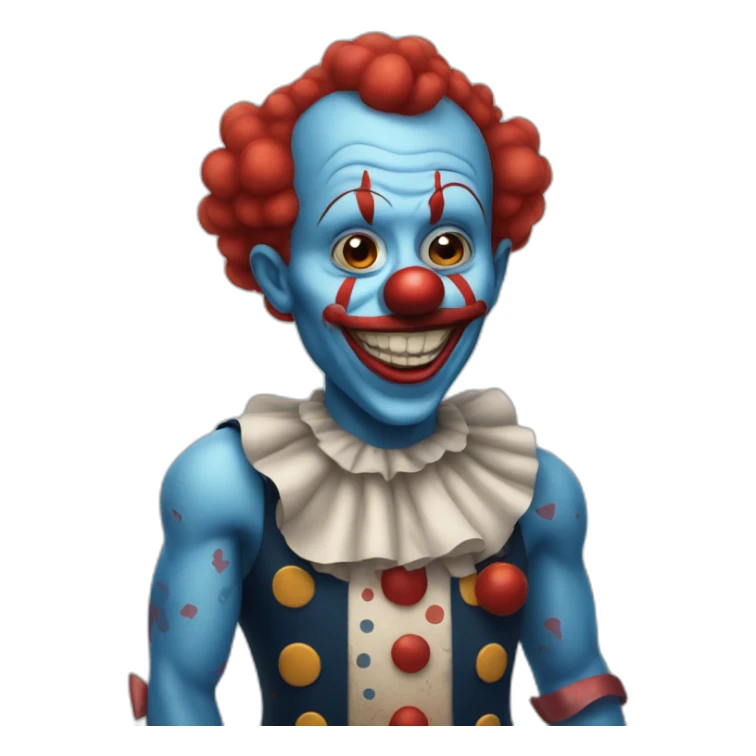 blue clown with tattoos and red hair sticker