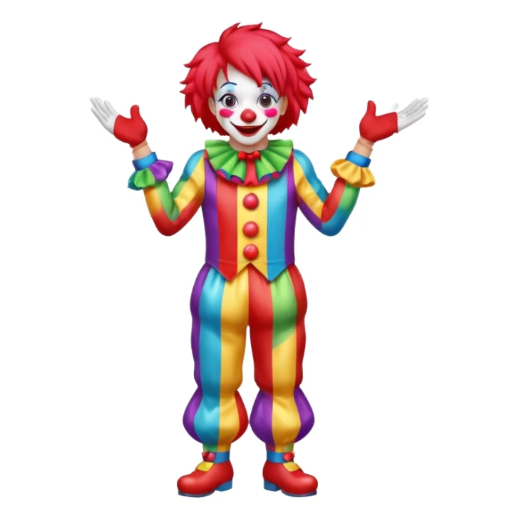 Clown – Bright makeup, red nose, colorful wig, exaggerated smile, full body sticker