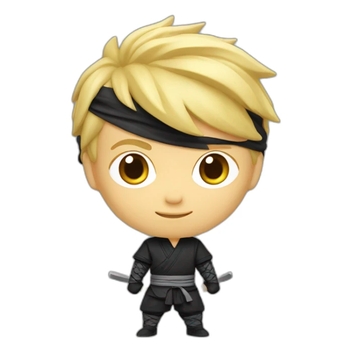 Bobble head blond hair boy dressed as a new ninja sticker
