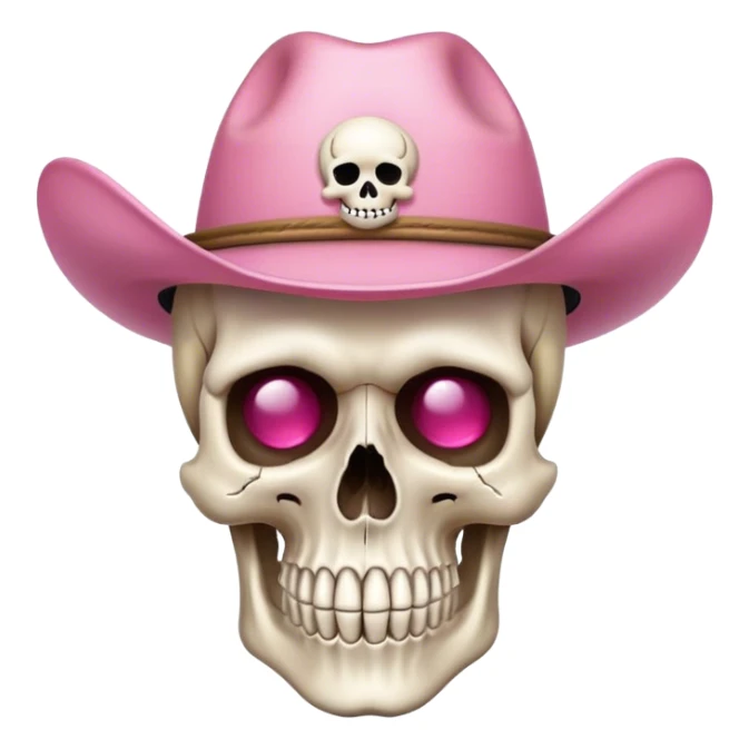 Skull wearing pink cowboy hat sticker