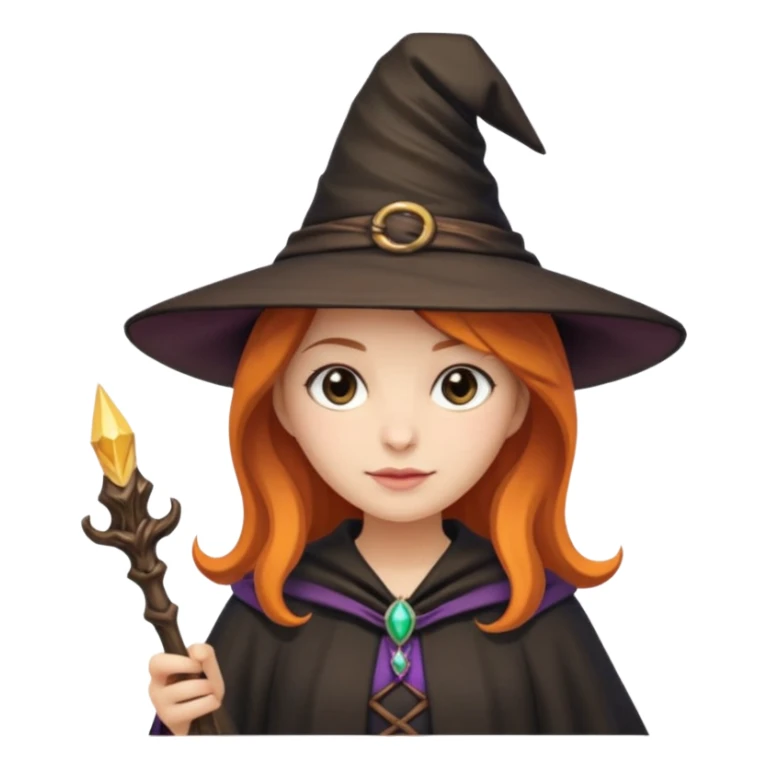 Connie wearing witch hat and wand sticker