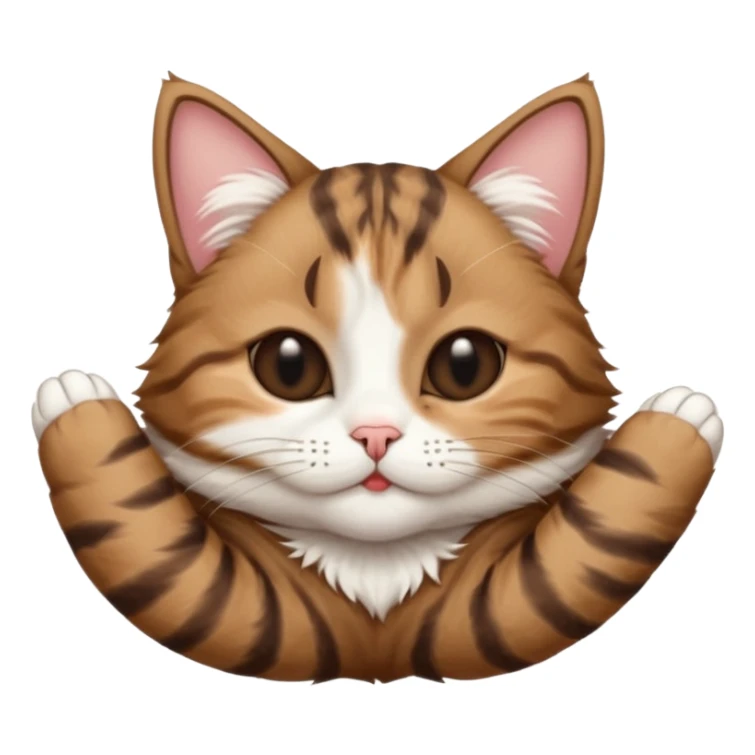 dark brown tabby and white cat in funny positions upside down with eyes closed sticker